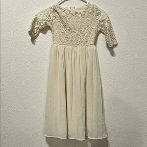 Elegant Cream Lace Kids Dress